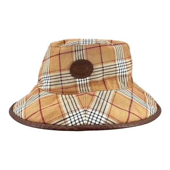 Gucci Monogram Plaid Bob Double Back Reversible Bucket Hat Beige M58cm 700851 Gucci Reversible Hat in GG Canvas and Nylon Beige/Brown  main image 4